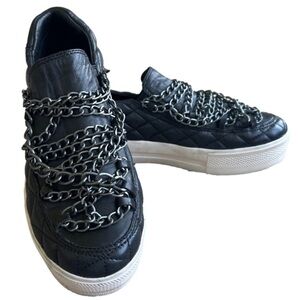 ASH Jewel Bis Chain Black Quilted Leather Platform Sneakers 38